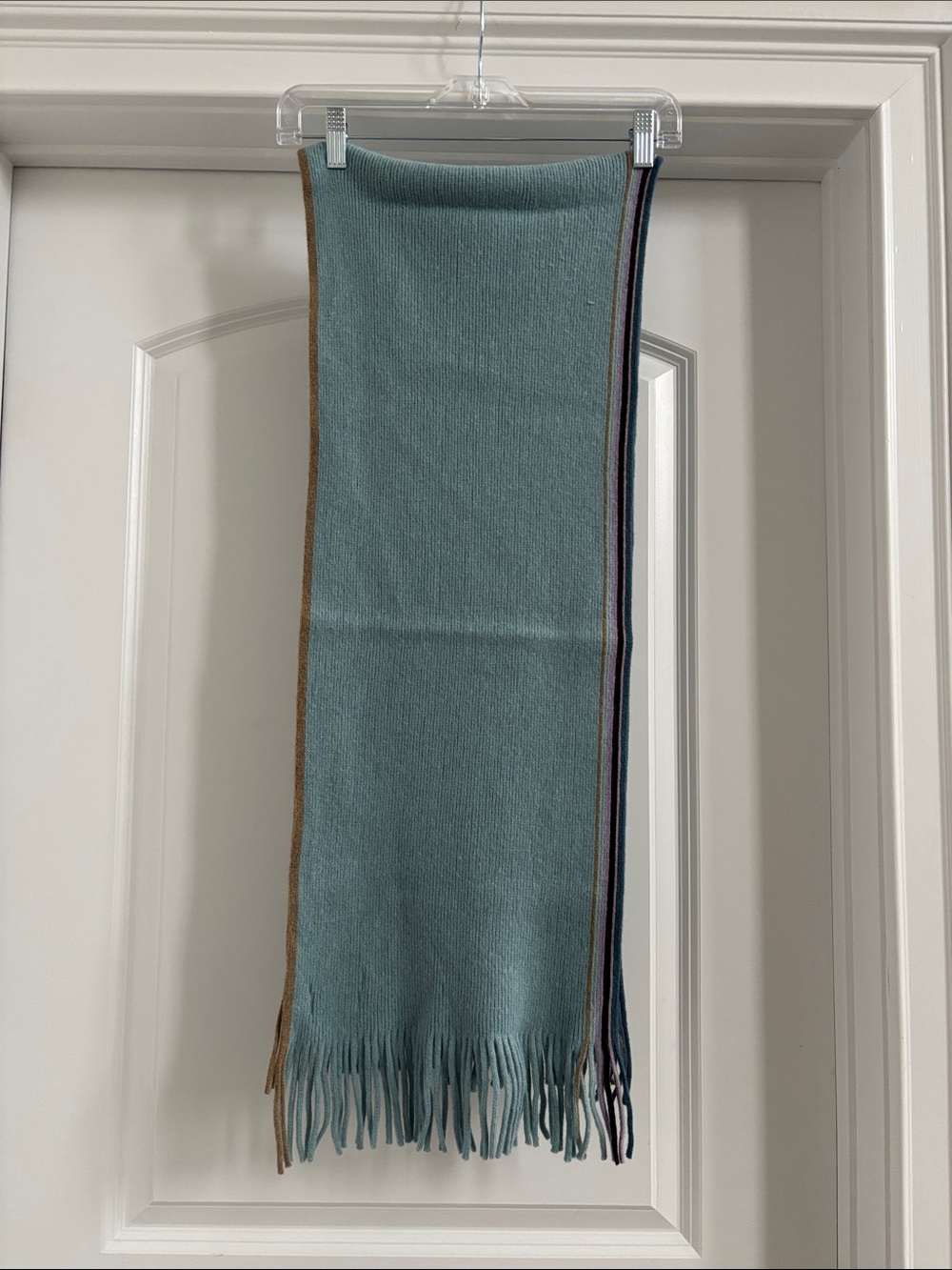 Paul Smith Teal Fringe Scarf with Contrast Edge
